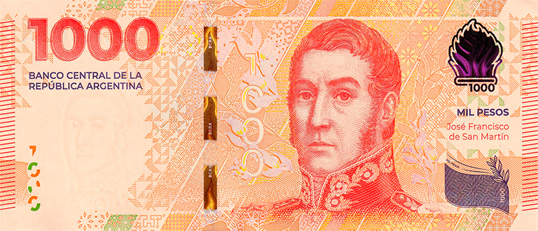 1000 pesos Argentino, frente
